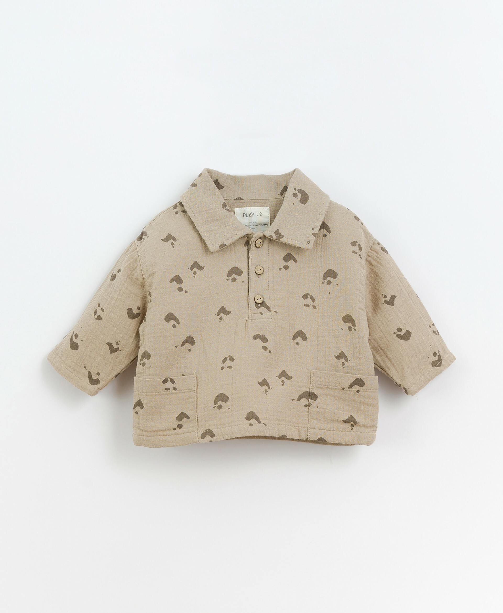 【口水款】葡萄牙Play Up 純棉抽象印花翻領上衣 - Pepper