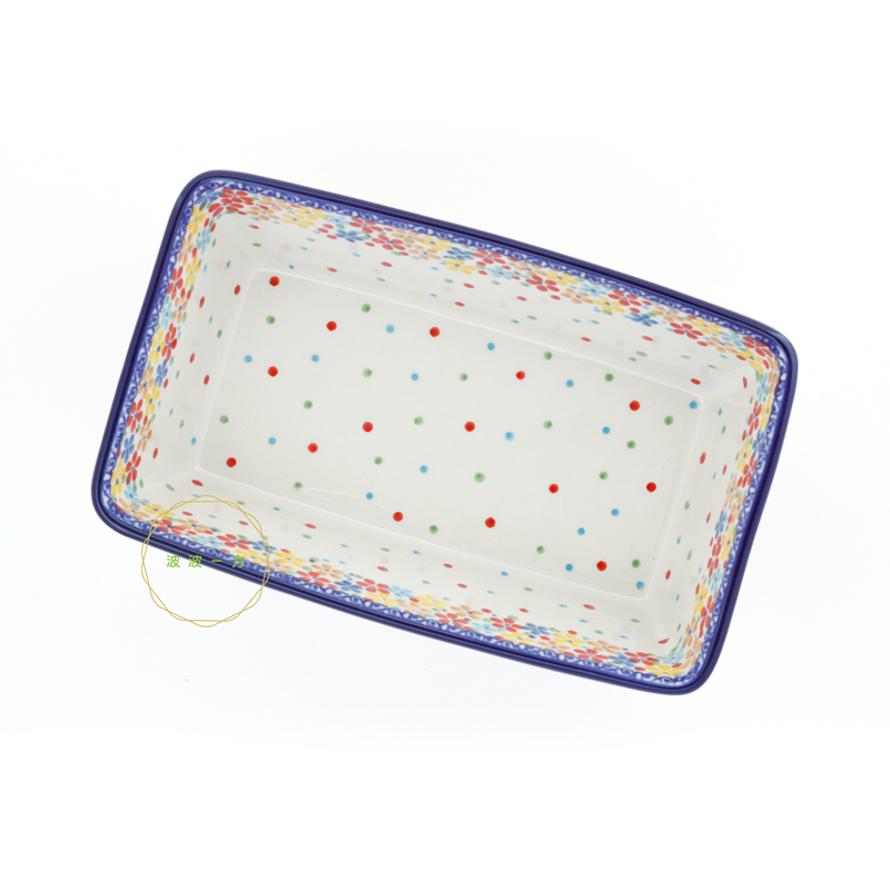 長方烤皿-21/13cm,高8cm-彩色小花