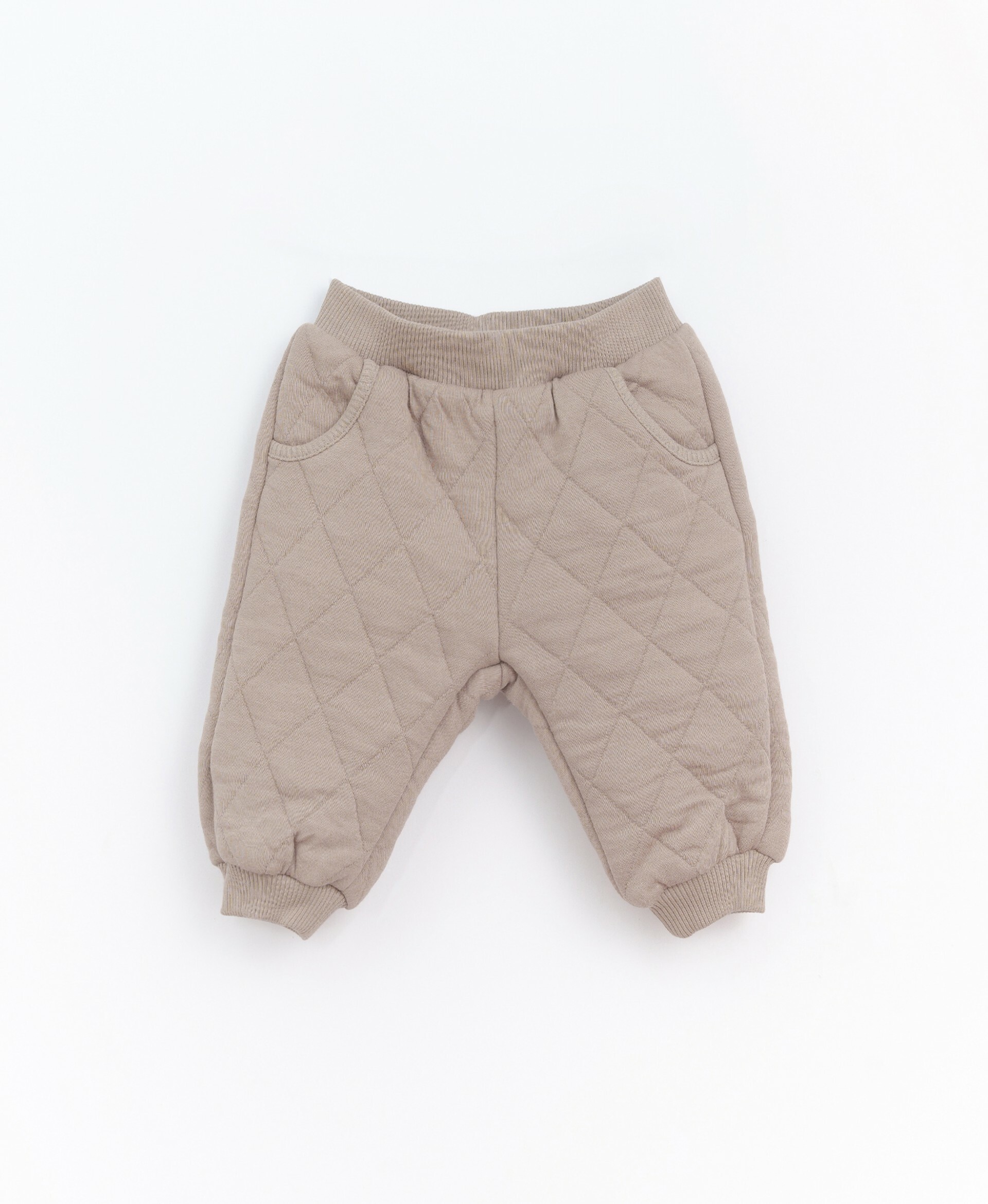 【口水款】葡萄牙Play Up 有機棉菱格紋襯墊彈性長褲 - Pepper