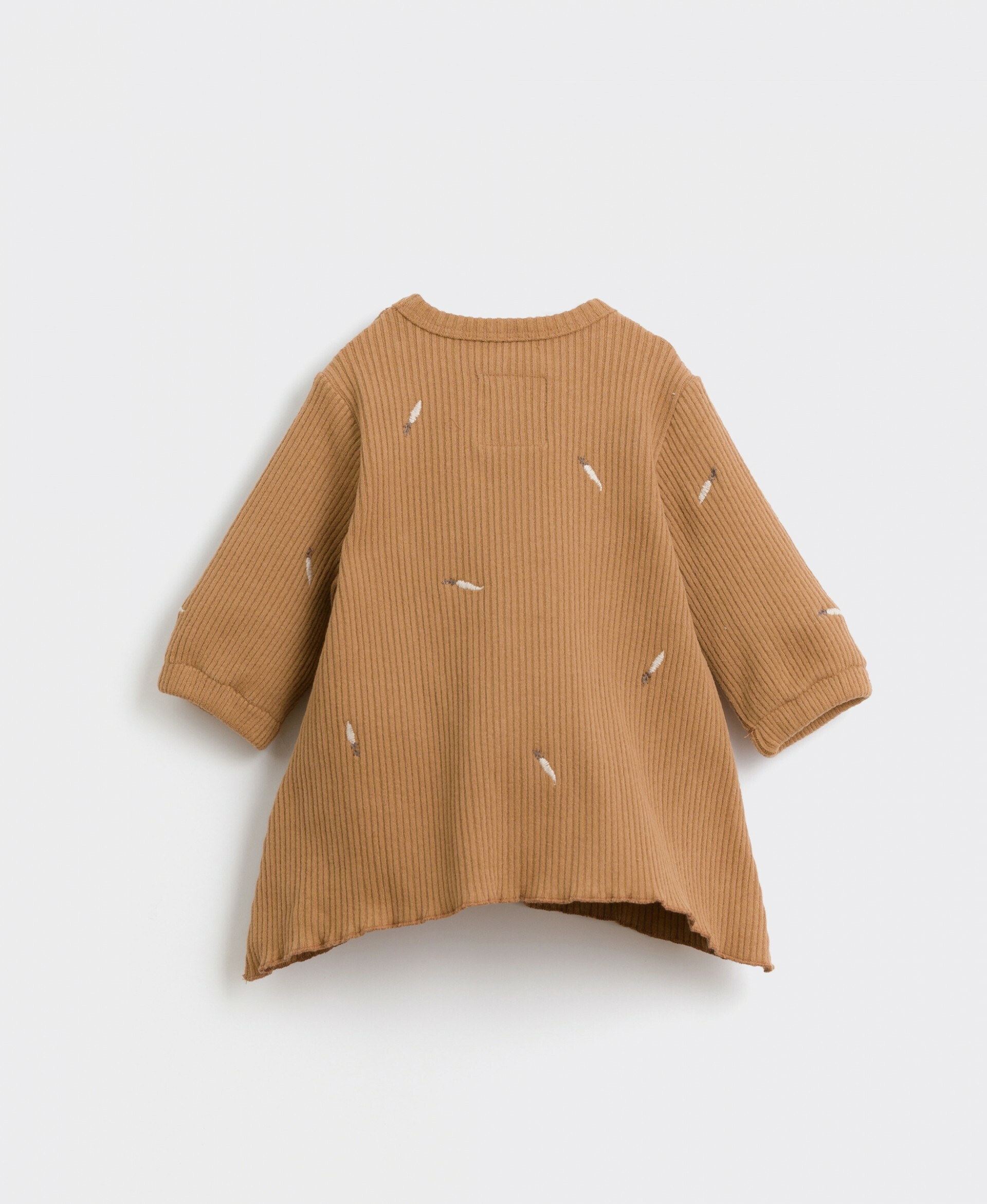 葡萄牙Play Up 有機棉刺繡小蘿蔔斜邊裙針織洋裝 - Cocoa