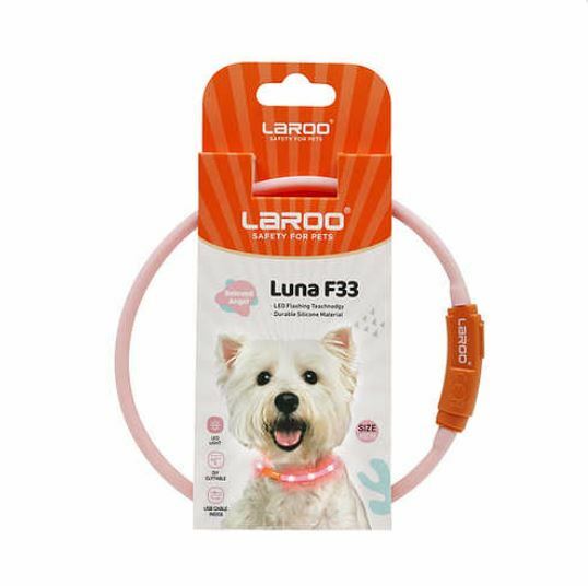 LaRoo 狗頸圈 F33發光圈 45cm - 粉紅