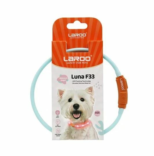 LaRoo 狗頸圈 F33發光圈 45cm - 粉藍