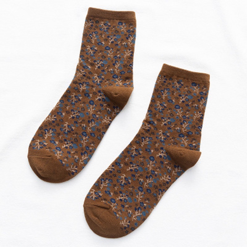 小碎花中筒襪 五色