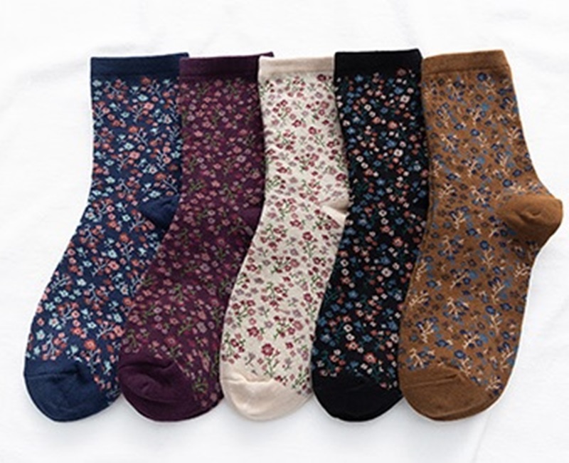 小碎花中筒襪 五色