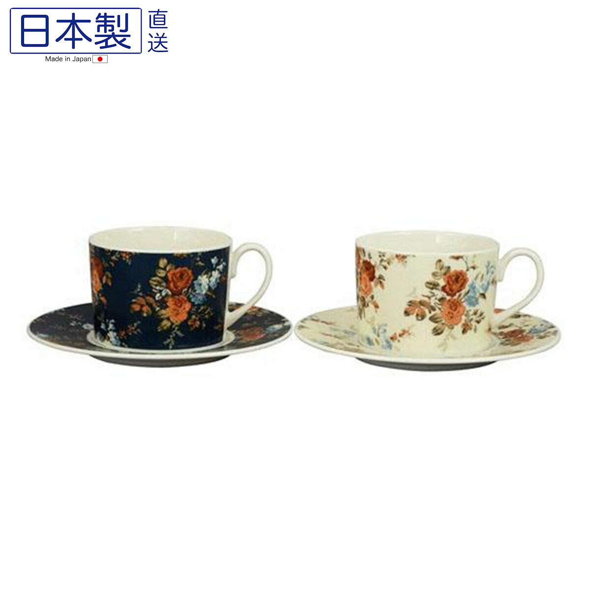 日式陶瓷Laura Ashley花卉有耳套杯(2枚入) (日本製)