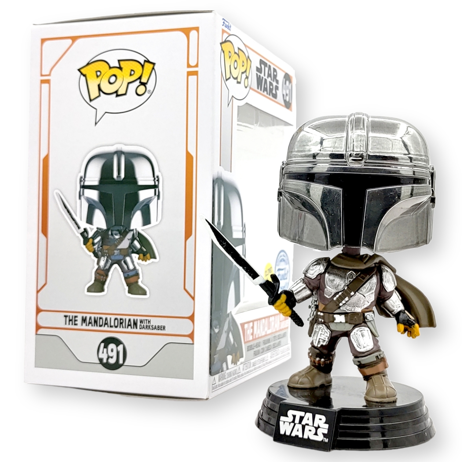 FUNKO POP<星球大戰-曼達洛人>曼達洛人(黑色光劍)金屬夜光版-NO.491