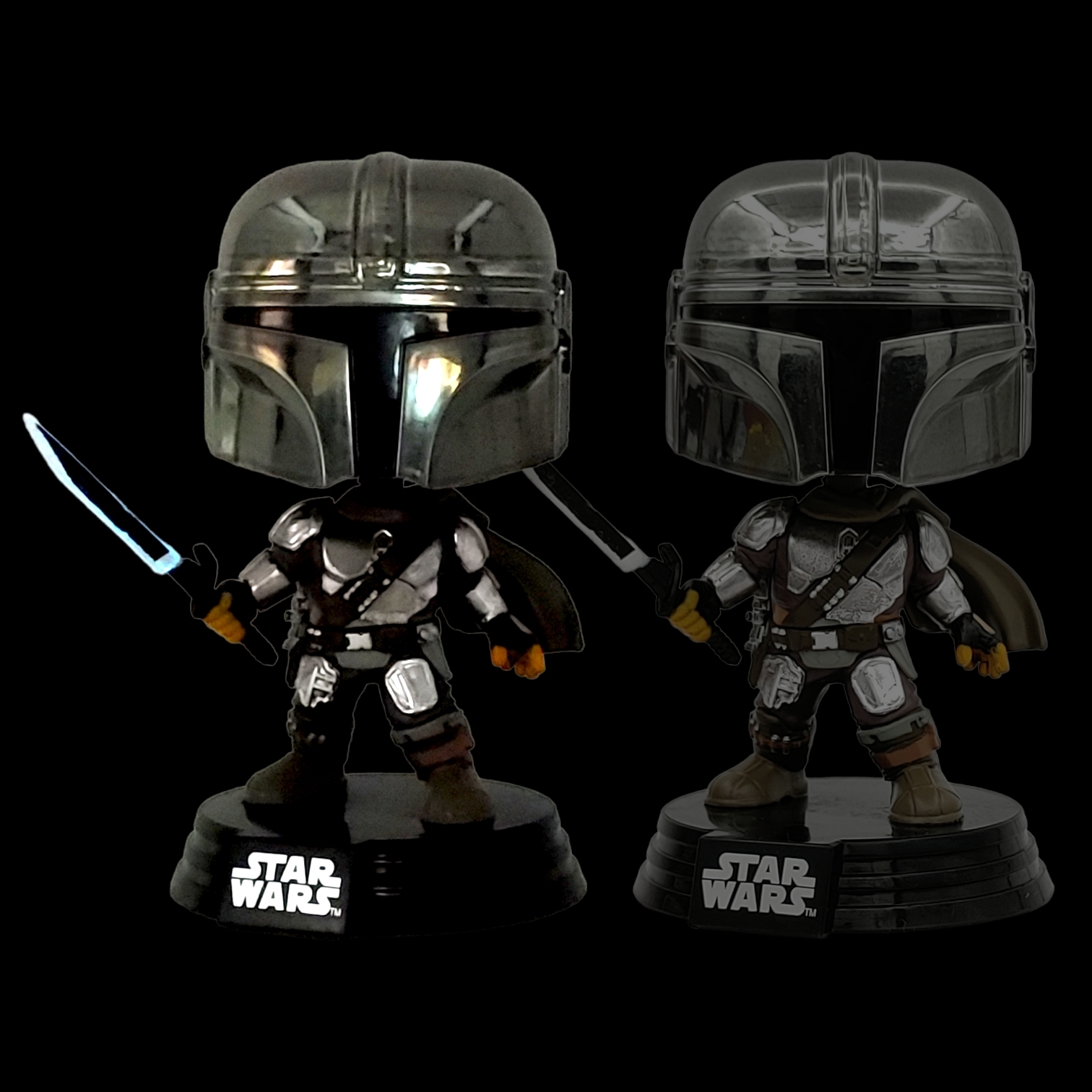 FUNKO POP<星球大戰-曼達洛人>曼達洛人(黑色光劍)金屬夜光版-NO.491