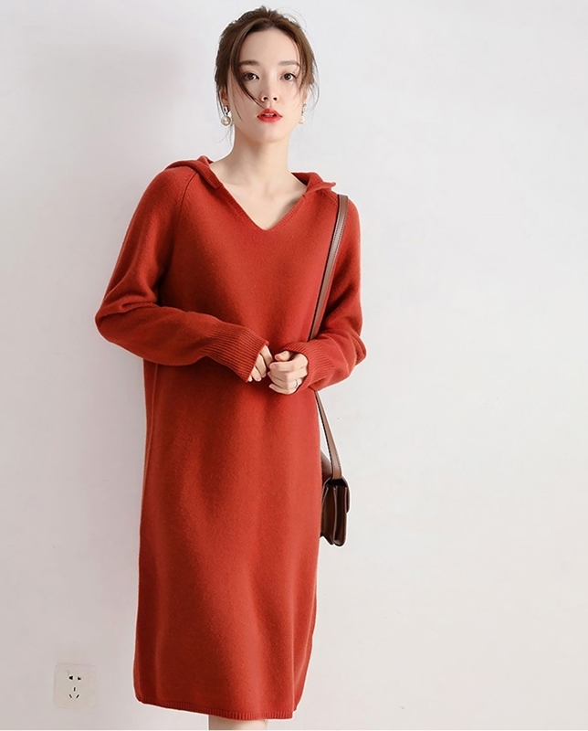 連帽直筒針織洋裝 兩色