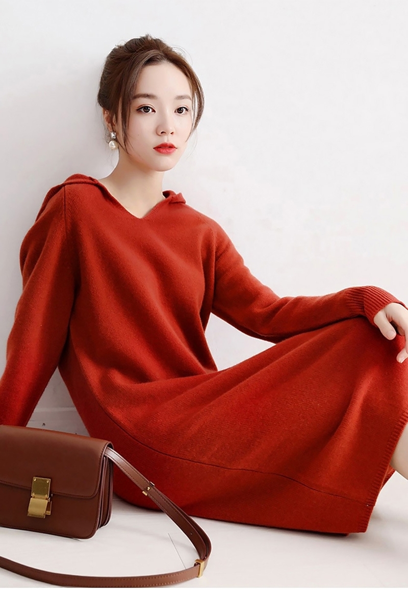 連帽直筒針織洋裝 兩色