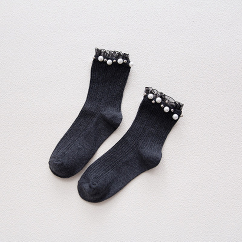 珠珠蕾絲中筒襪 五色