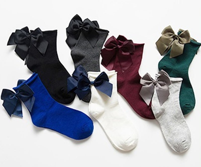 緞帶蝴蝶結中筒襪  七色