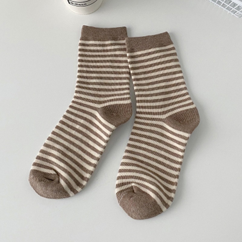 細條紋中筒襪  四色
