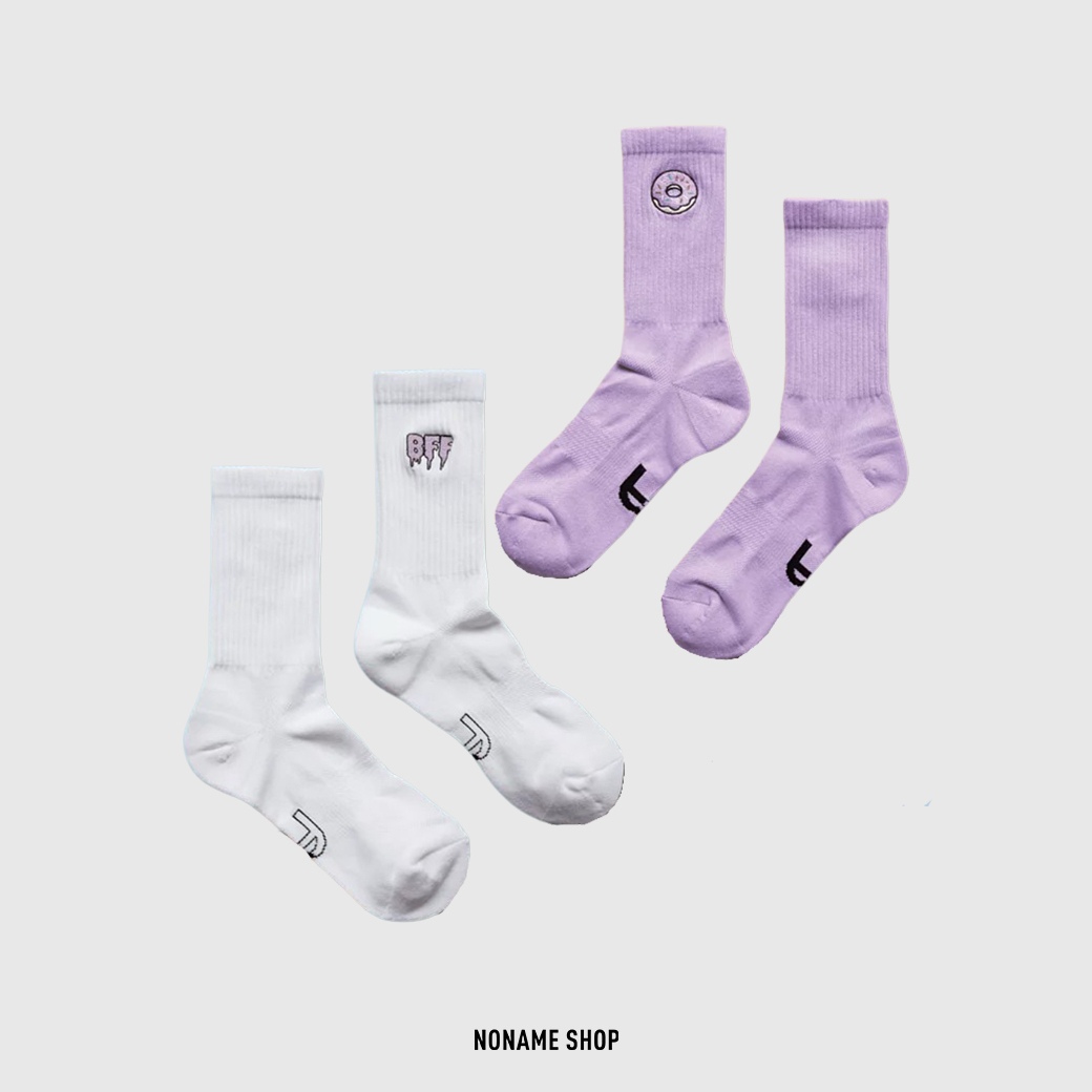 BEST FOOT FRIEND BFF 刺繡 美式 甜甜圈 融化 襪子 兩色
