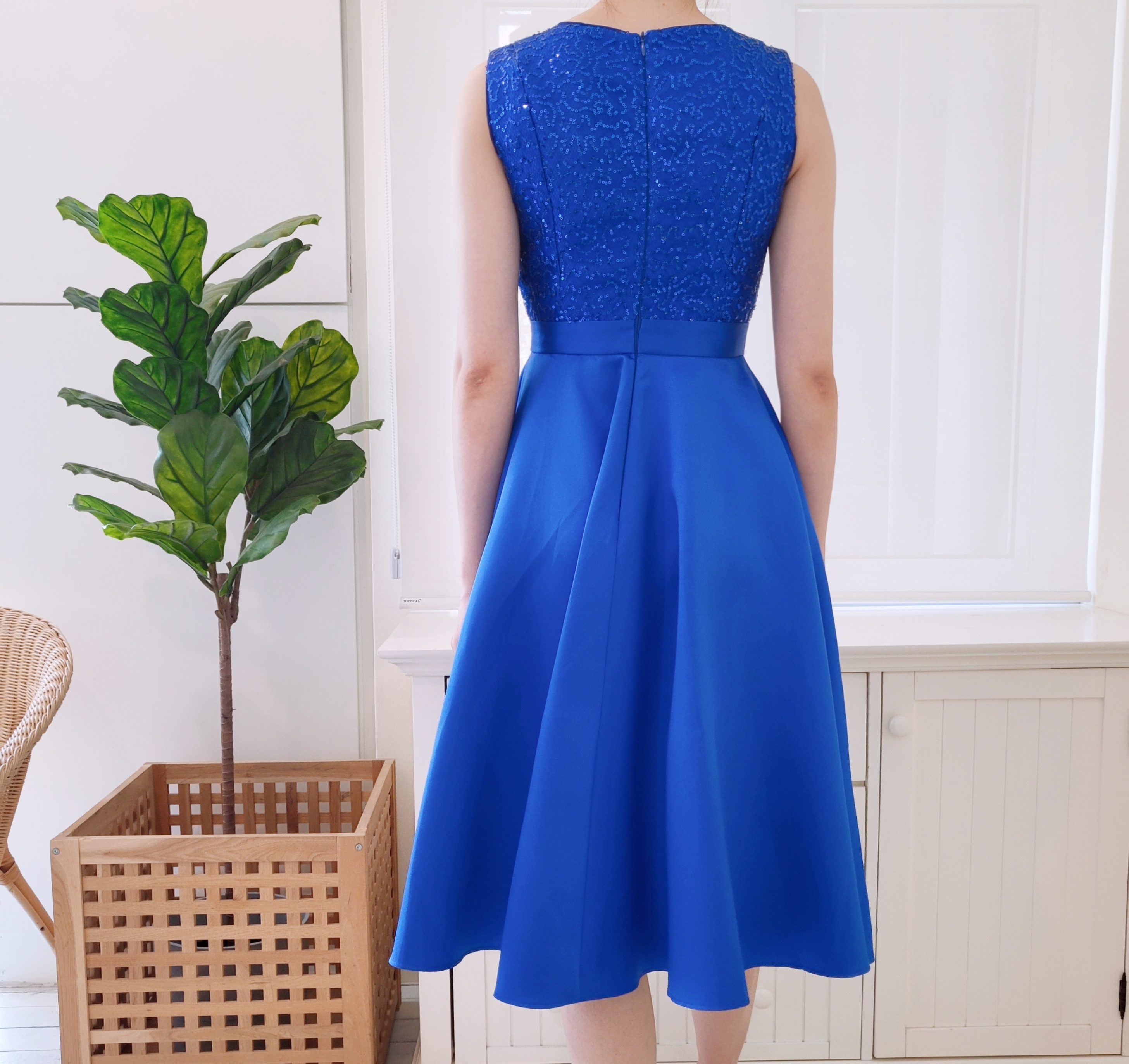 GLITTERED TOP SOLID DRESS