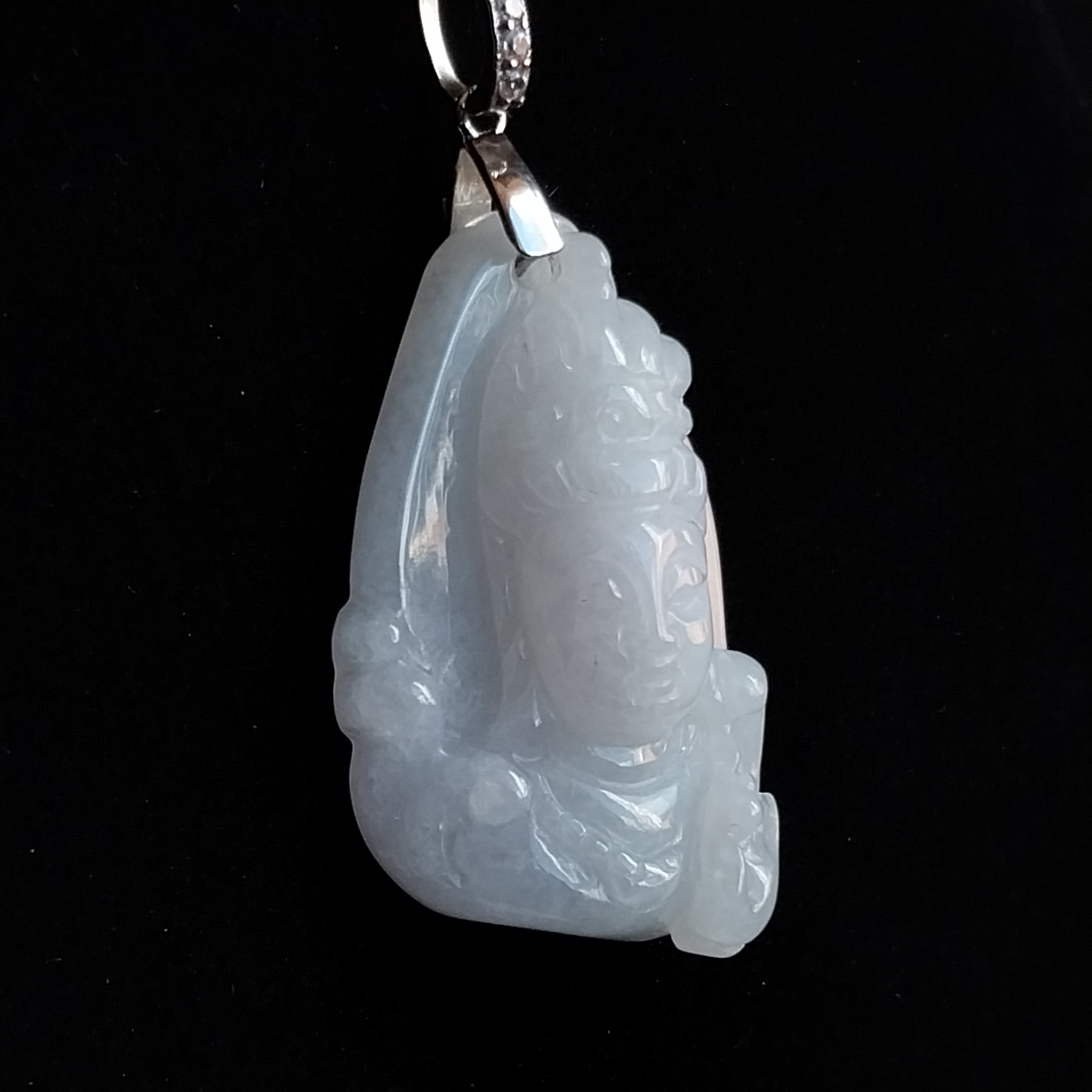 J1843 冰糯白翡觀音像吊墜