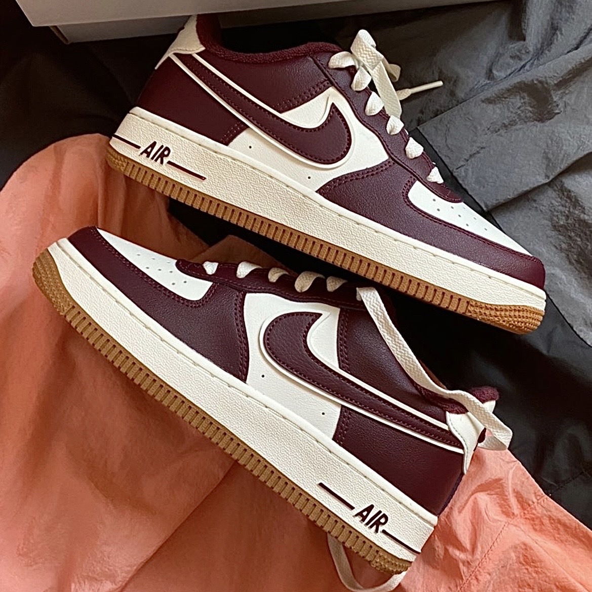 Nike Air Force 1 酒紅焦糖底 紅白 DQ5972-100 / DQ7659-102