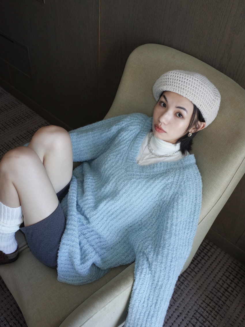 Camille Claudel waffle knitted beret