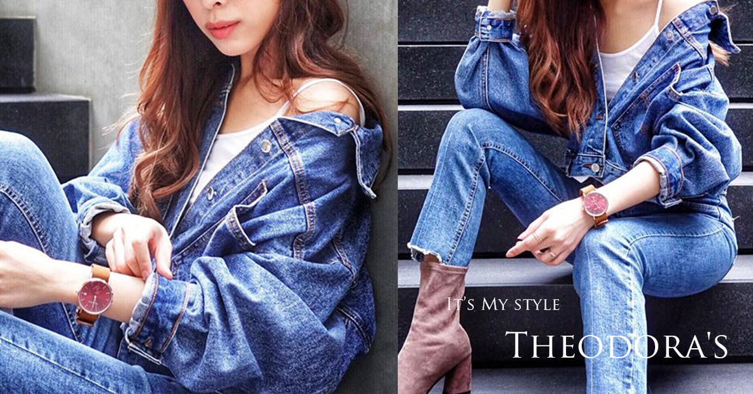 THEODORA'S, watches, 丹寧, 穿搭, 手錶, 酒紅