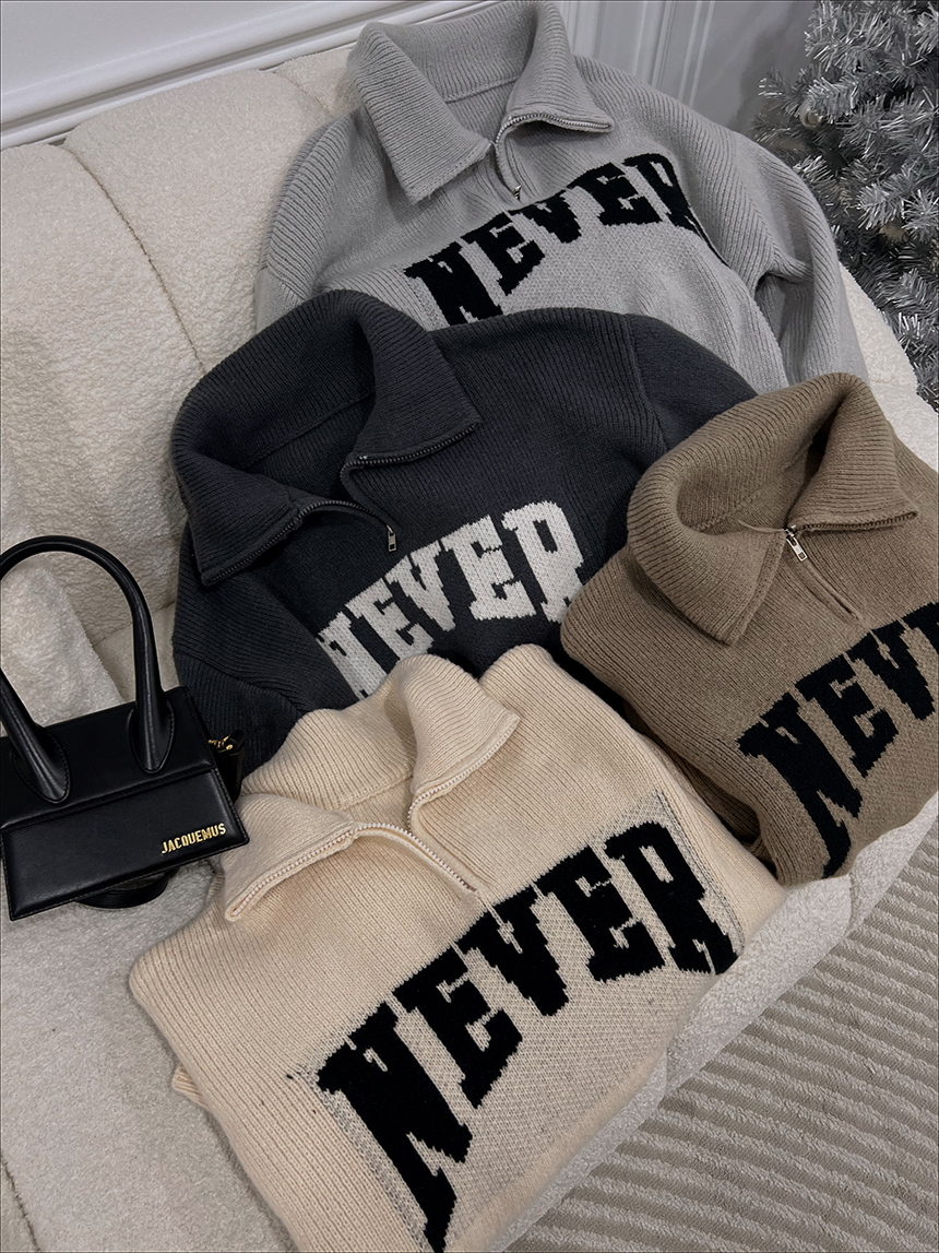 字母拉鍊針織毛衣*4色
