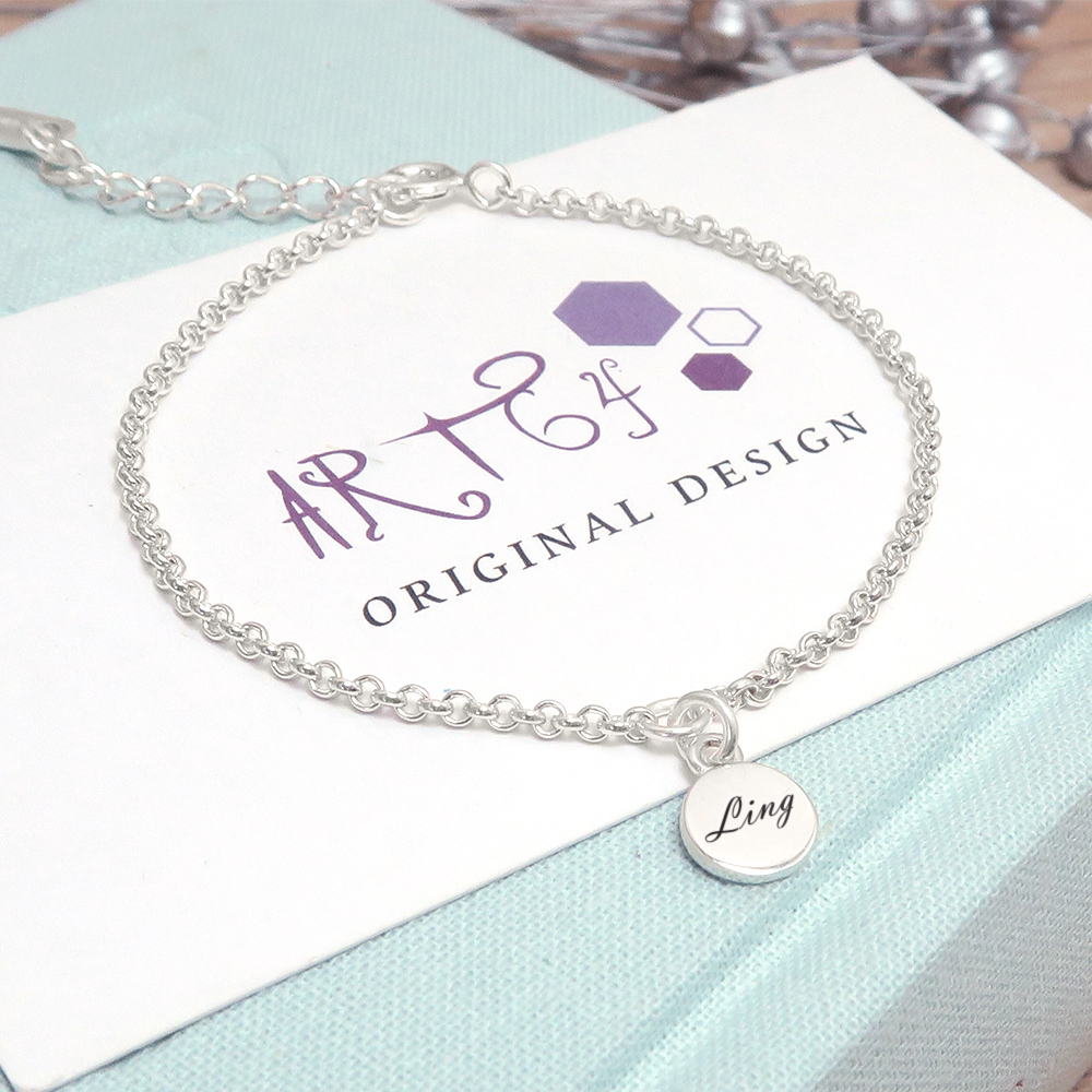 簡約圓形 垂墜款 925純客製化刻字手鍊
