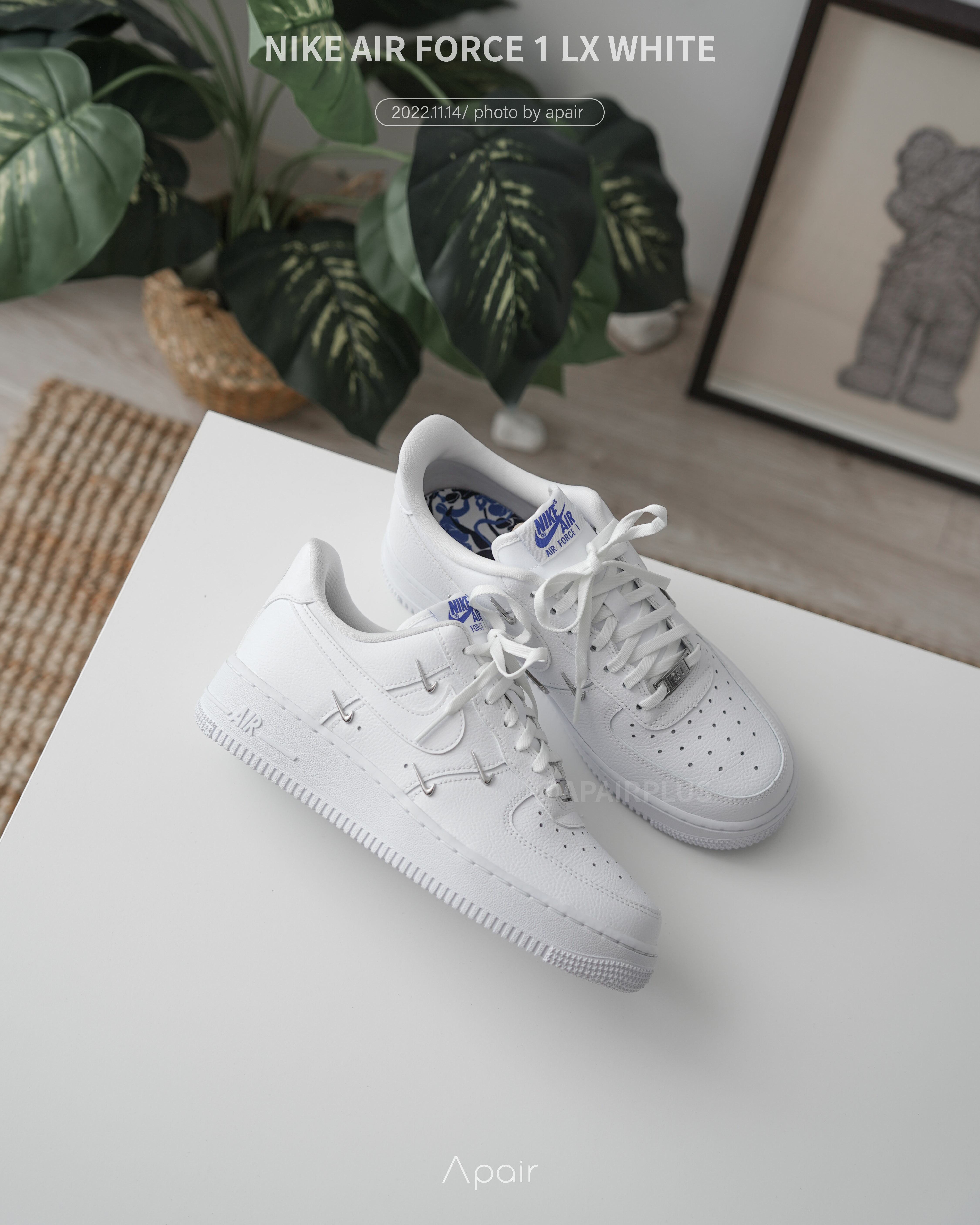 【APAIR】預購 Nike Air Force 1 Low LX Chrome Luxe 白藍四鈎 泫雅同款 女鞋 CT1990-100