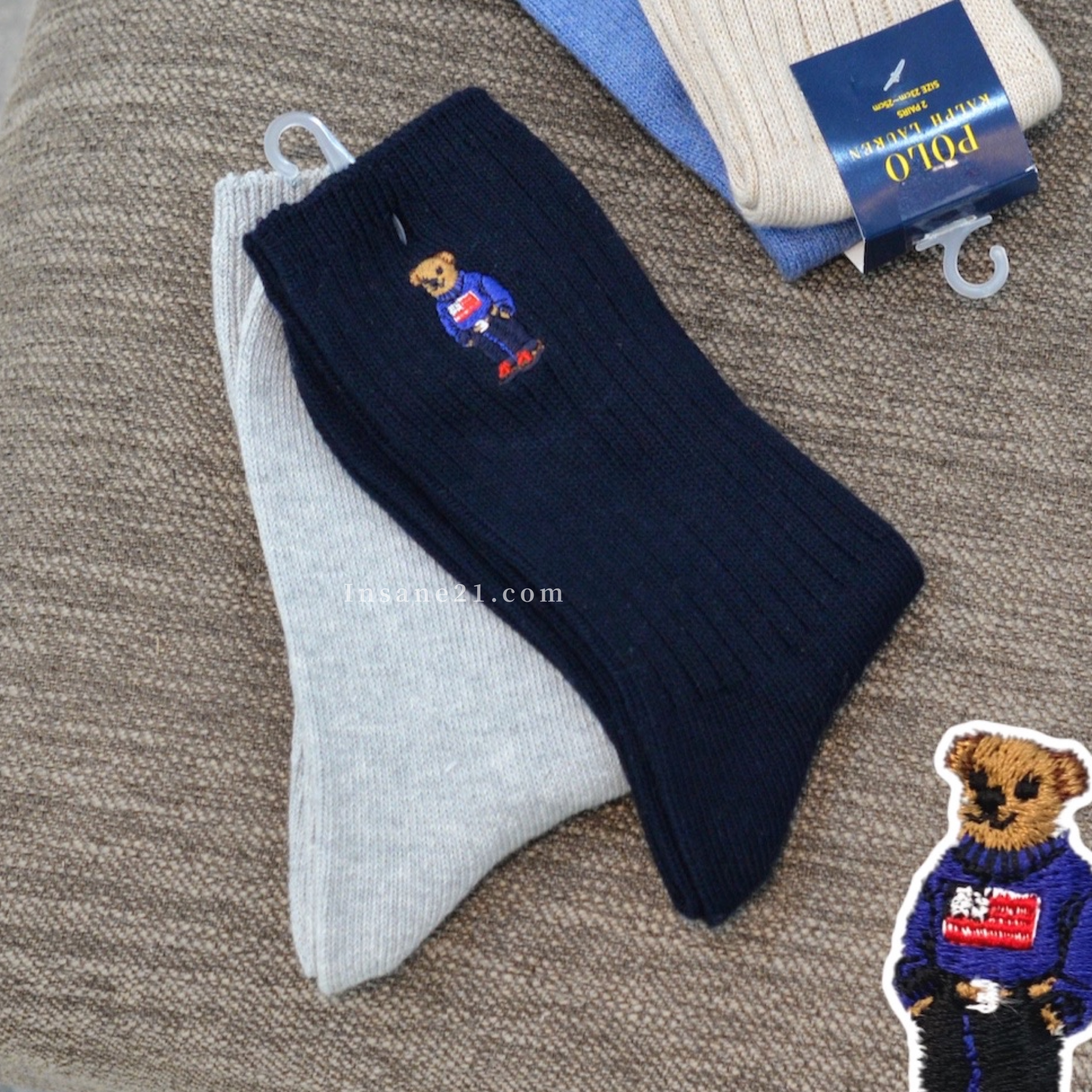 POLO SOCKS 長襪 深藍灰 奶茶藍