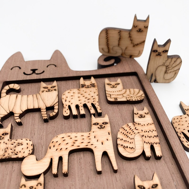 Cat Puzzle 木製貓咪造型拼圖