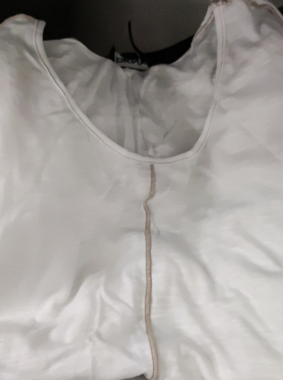 [S] DKNY WOMEN SEAM ACCENT SCOOP NECK TEE,WHITE, P1GH0KOU-WHT [FINAL SALE] (SD274)