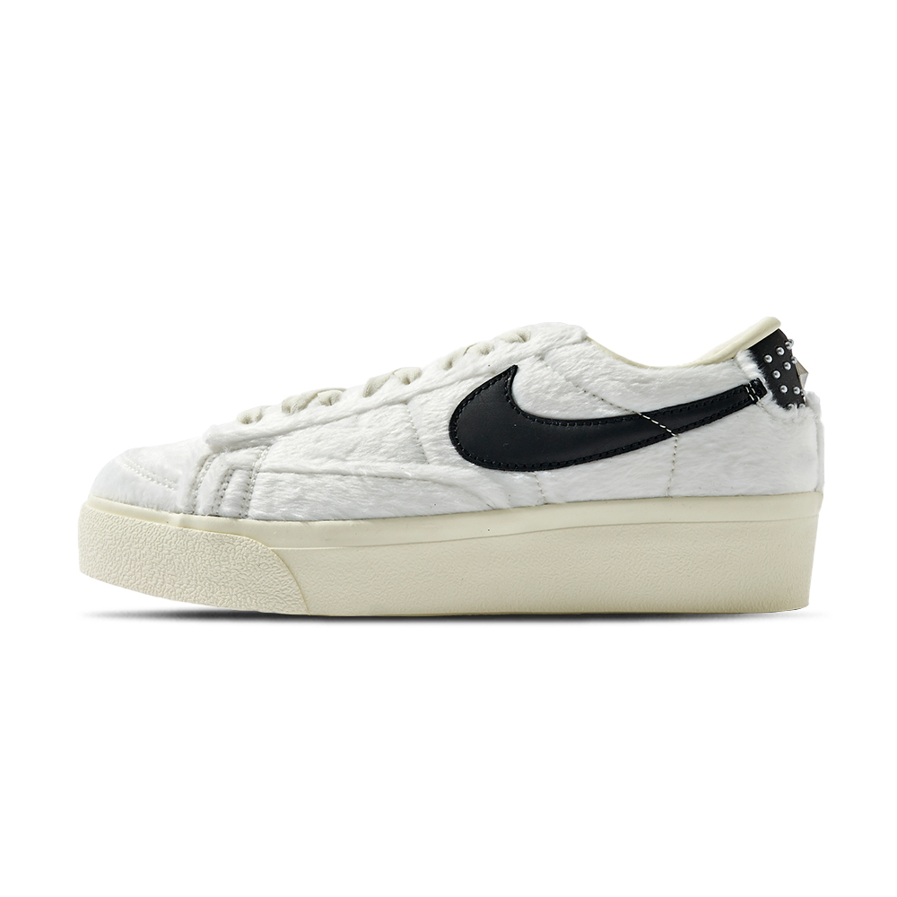 Nike W Blazer Low Platform 女白黑厚底增高毛料材質運動休閒鞋DO...