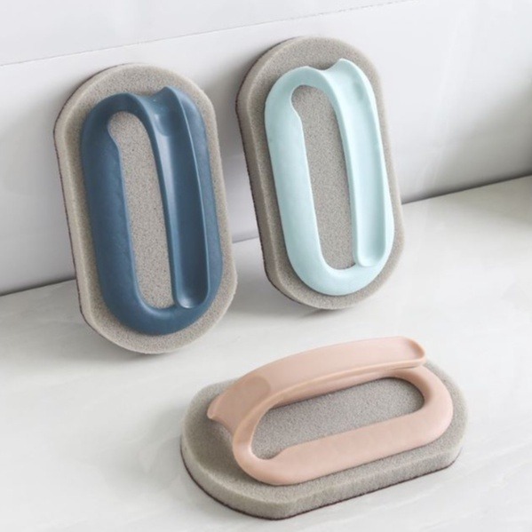 【Hook's嚴選】海綿清潔刷 帶手柄浴缸刷 廚房去汙刷具 金鋼砂海綿 家居清潔 莫蘭迪色系 油汙輕鬆刷具