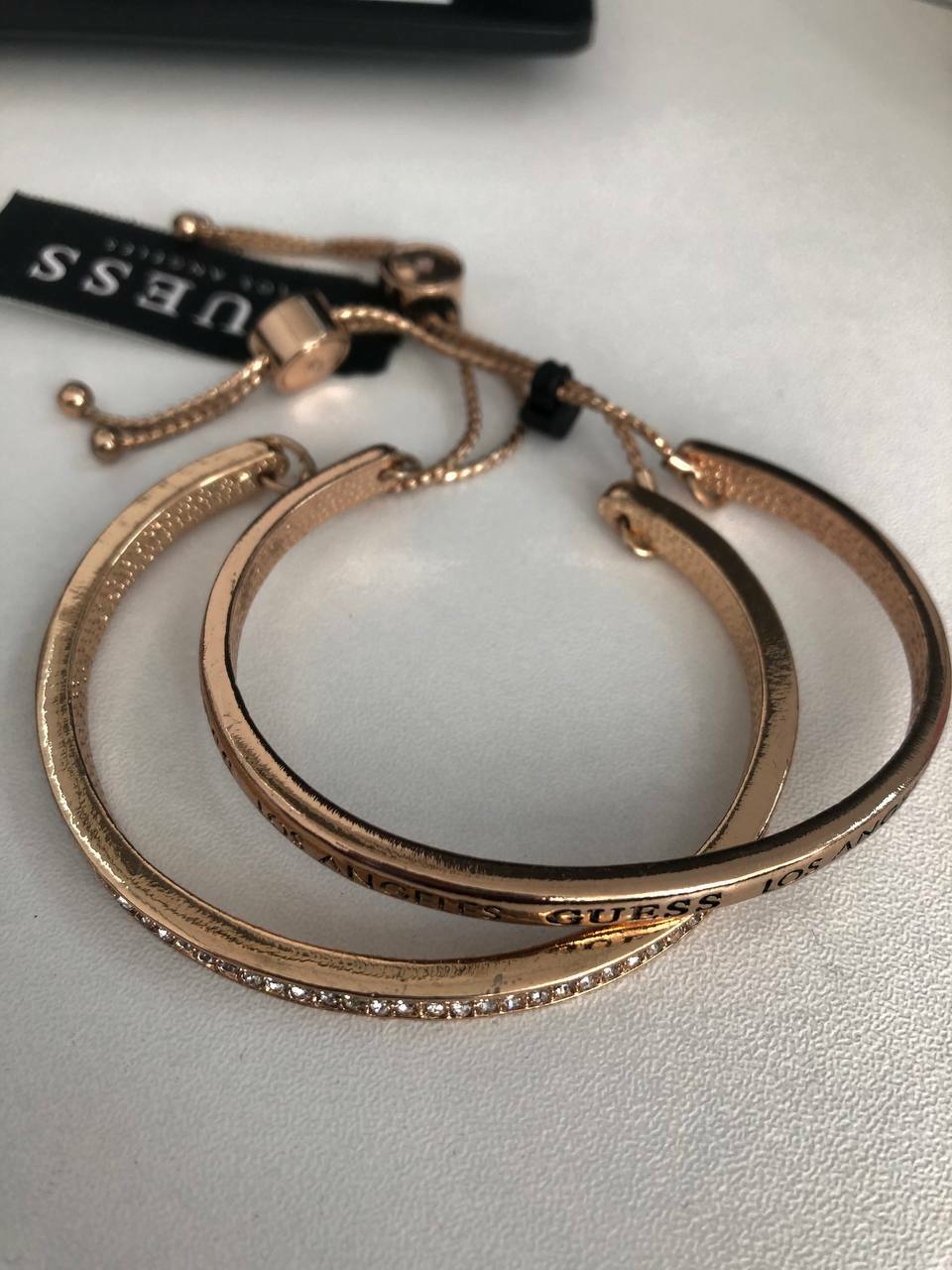 [DEFECT] [FINAL SALE] GUESS FACTORY WOMEN'S LOGO BANGLE SET,GOLD-TONE, 748838569121 (SDF425)