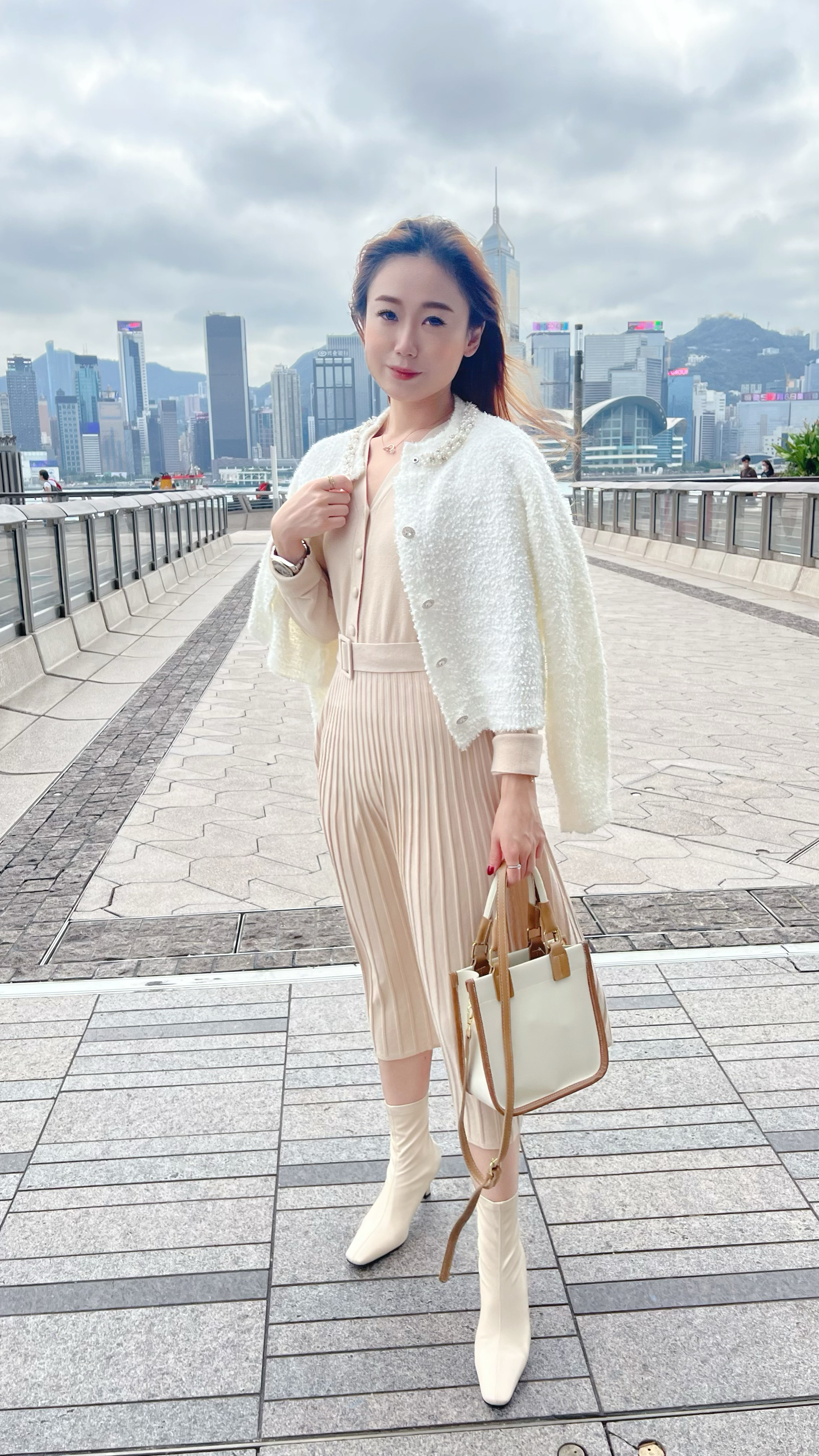 DR22S1133 文青大彈性針織百摺A-LINE裙擺連身裙