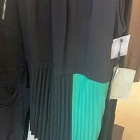 [S] KARL LAGERFELD SILKY CREPE COLOR BLOCK MOCK NECK MIDI DRESS, BLACK MULTI, LD2AE094-BML (SKL381)