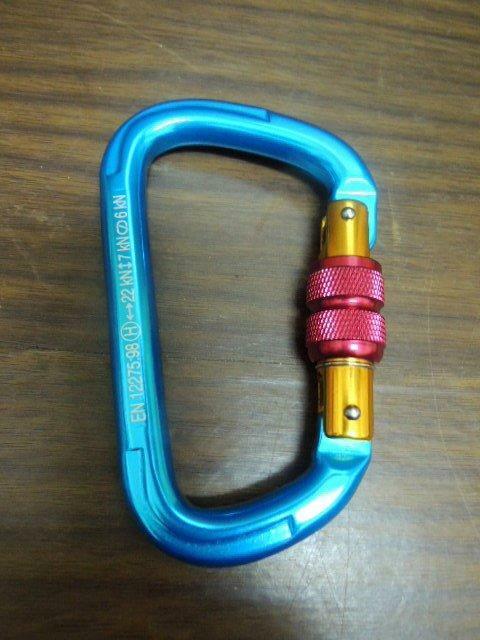 ＊中崙五金【附發票】ADELA 鋁D型環 鉤環 安全帶用鋁合金安全勾 安全掛鉤 登山鉤 可旋轉鎖定安全鉤