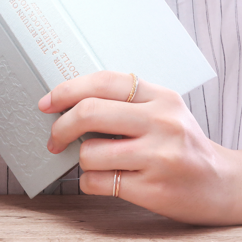 純銀手工線戒 麻花戒 細戒指 尾戒