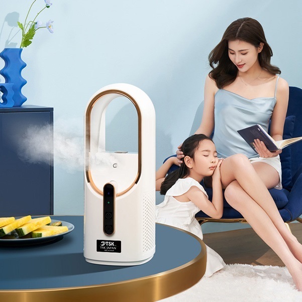 Japan TSK smart portable rechargeable leafless fan cooler humidifier office water spray mini fan (P3659)