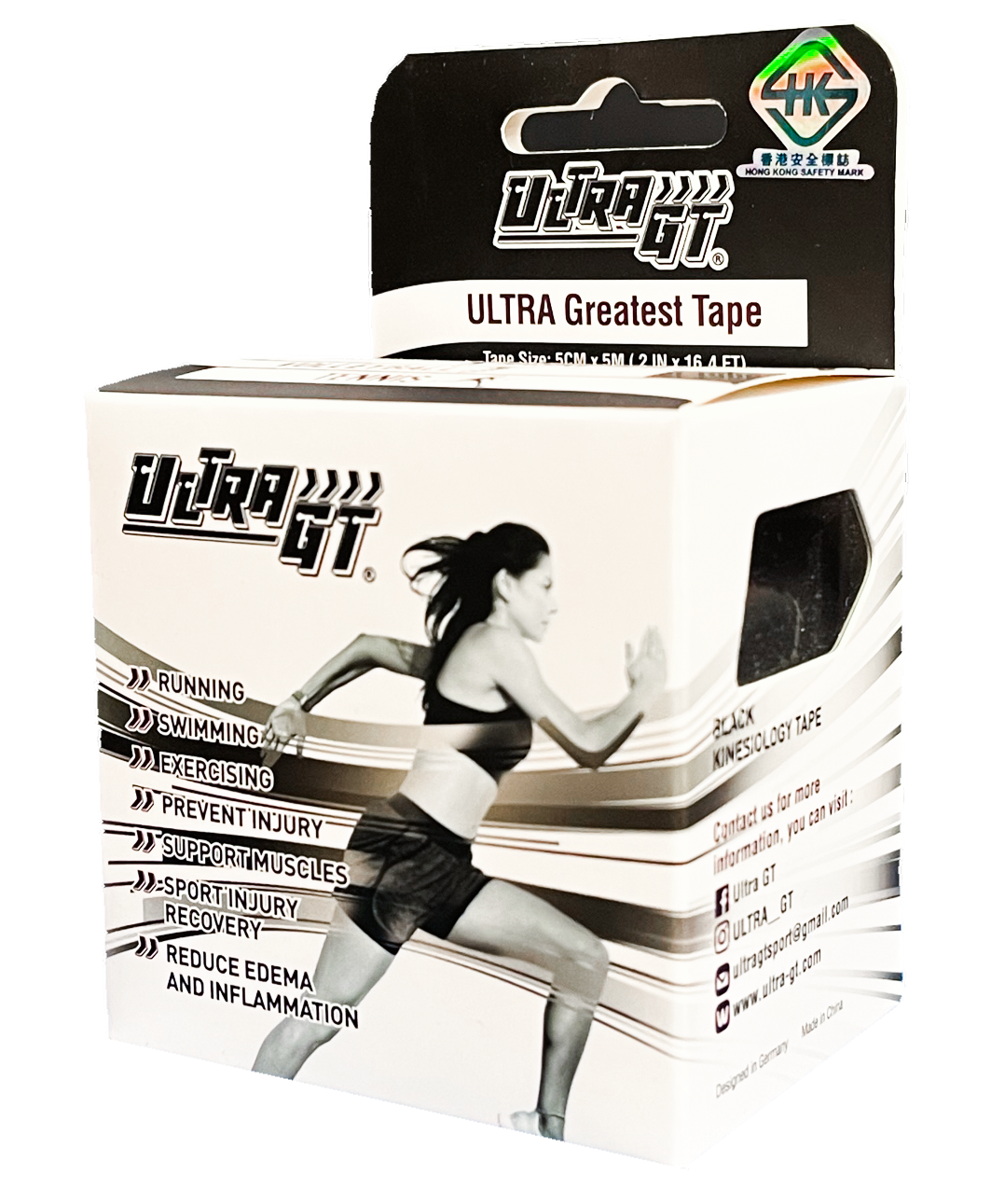 ULTRA GT Tape 肌肉貼布(黑色)(德國品牌/德國設計)(具備香港安全標誌)(最新顔色)