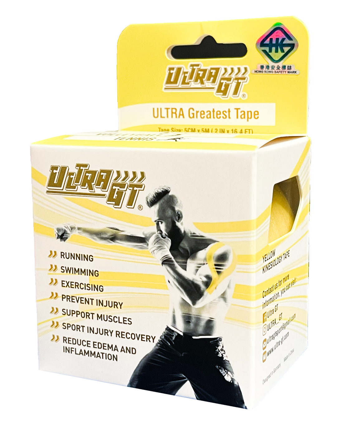 ULTRA GT Tape 肌肉貼布(黃色)(德國品牌/德國設計)(具備香港安全標誌)(最新顔色)