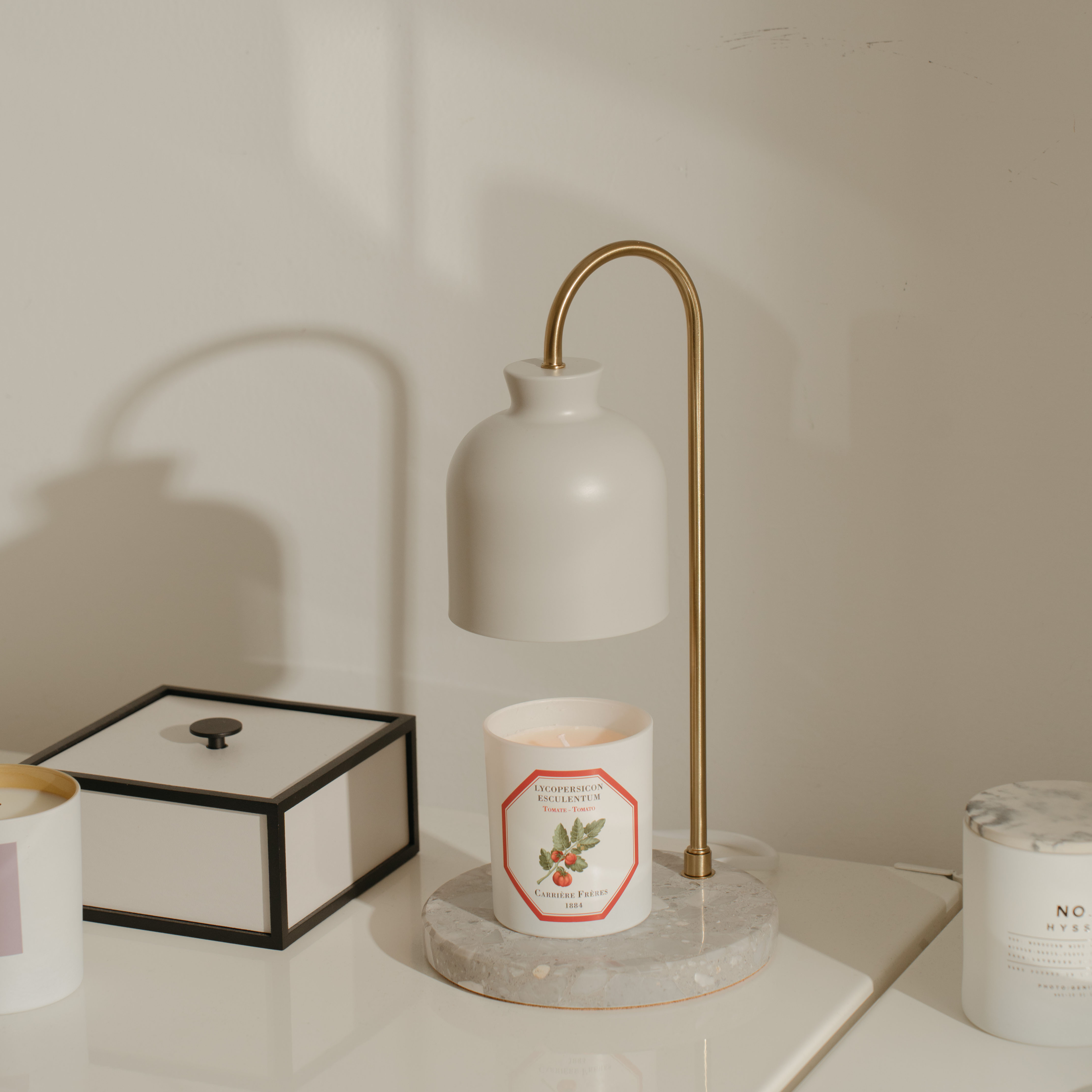 圓底水磨石款 (灰色 / 定時開關) 融蠟燈 香氛蠟燭暖燈 - HOOOME