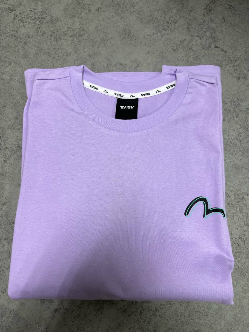 [S] EVISU LOOSE FIT BACK EMBROIDERED BIG HILLS SHORT SLEEVE T-SHIRT,LAVENDER [FINAL SALE], ET2UTS851-LAVENDER (SEV92)