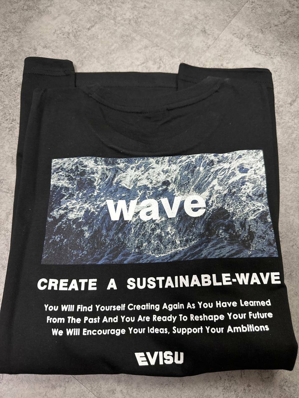 [S] EVISU LOOSE FIT WAVE PRIMARY COLOR DISASSEMBLE SHORT SLEEVE [FINAL SALE],BLACK, ET2MTS709-BLACK (SEV94)