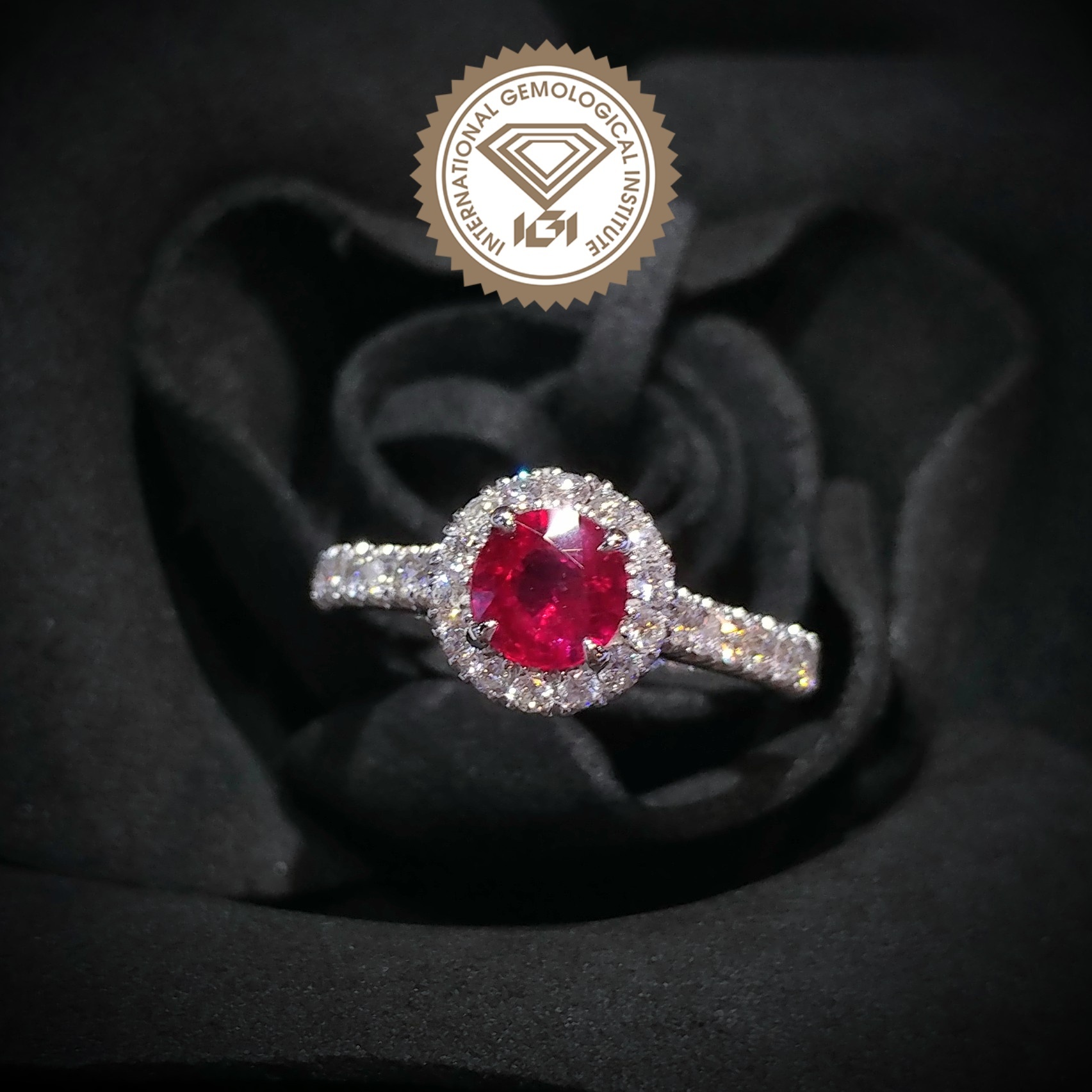 18K White Gold 0.69ct Ruby and Diamond Ring