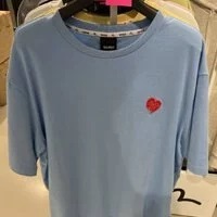 [S] EVISU HEART EMBROIDERY LOOSE FIT SHORT SLEEVE T-SHIRT[FINAL SALE],BLUE, EU5UTS924-BLUE (SEV95)
