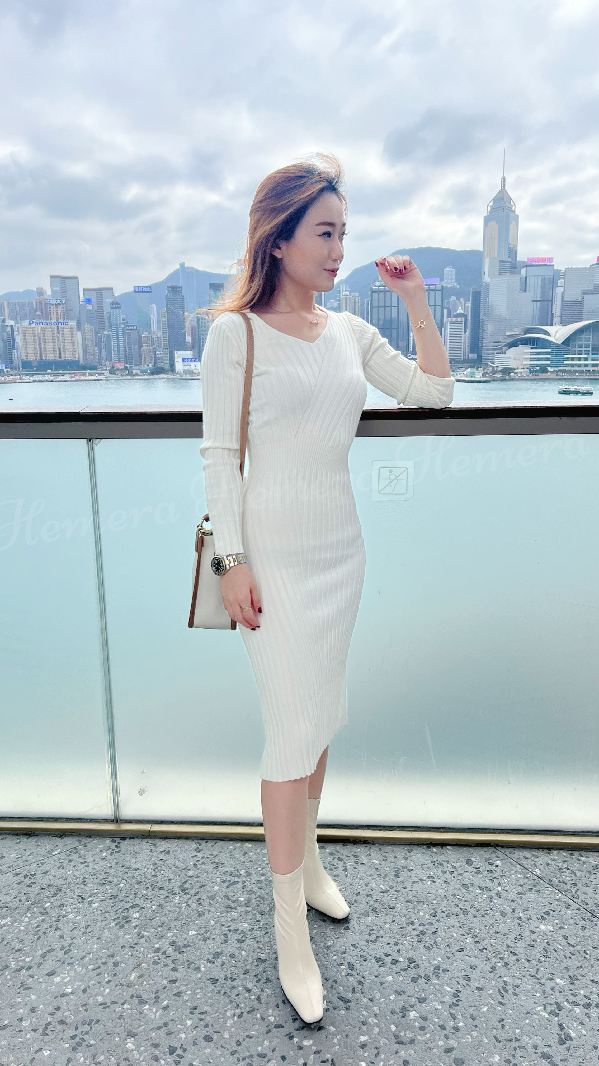 DR22S1135 女神彈性針織坑紋連身裙