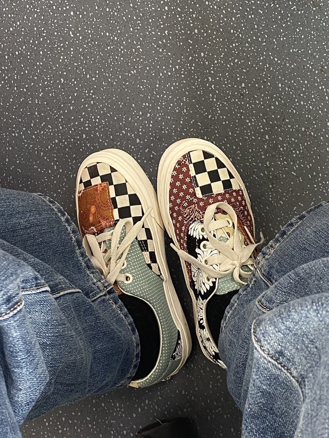 Vans Era 變形蟲拼接棋盤格鴛鴦板鞋