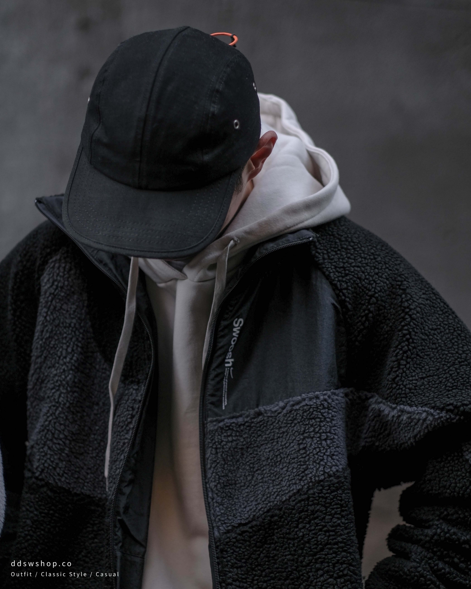 Nike NSW Swoosh Jacket 外套 雙面穿 拼接 羊羔毛 防風 大勾 刺繡Logo 背圖 黑 FB1910-010 淺灰藍 FB1910-012