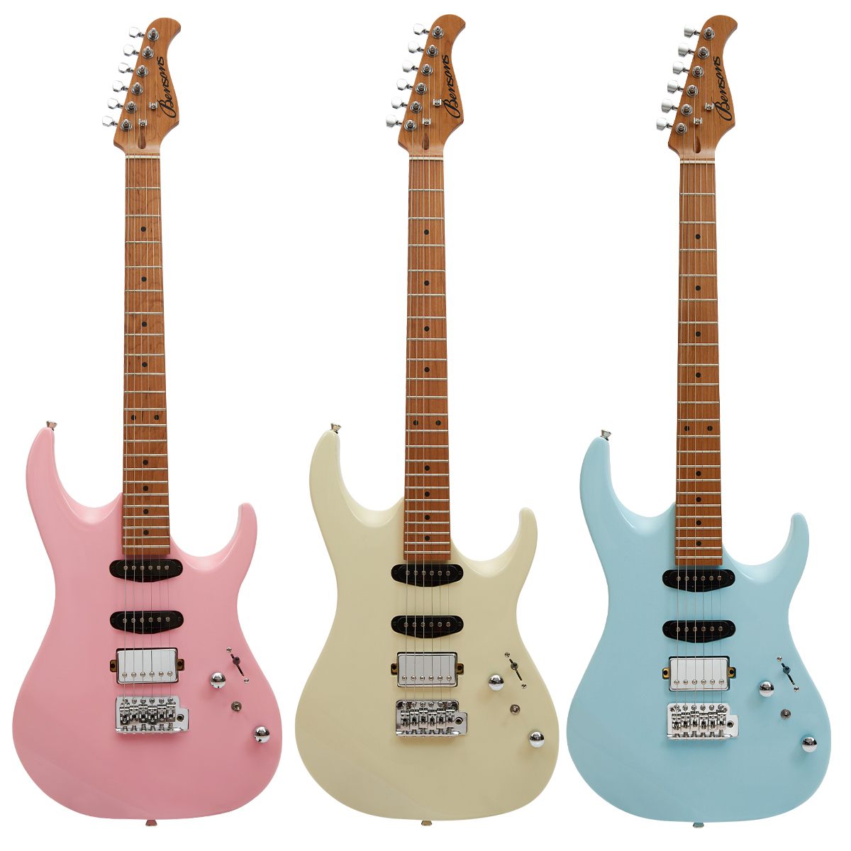 Bensons BRM-36 烤楓琴頸/指板 單單雙 電吉他 (初學/初階/自學) (淺藍/米白/粉)