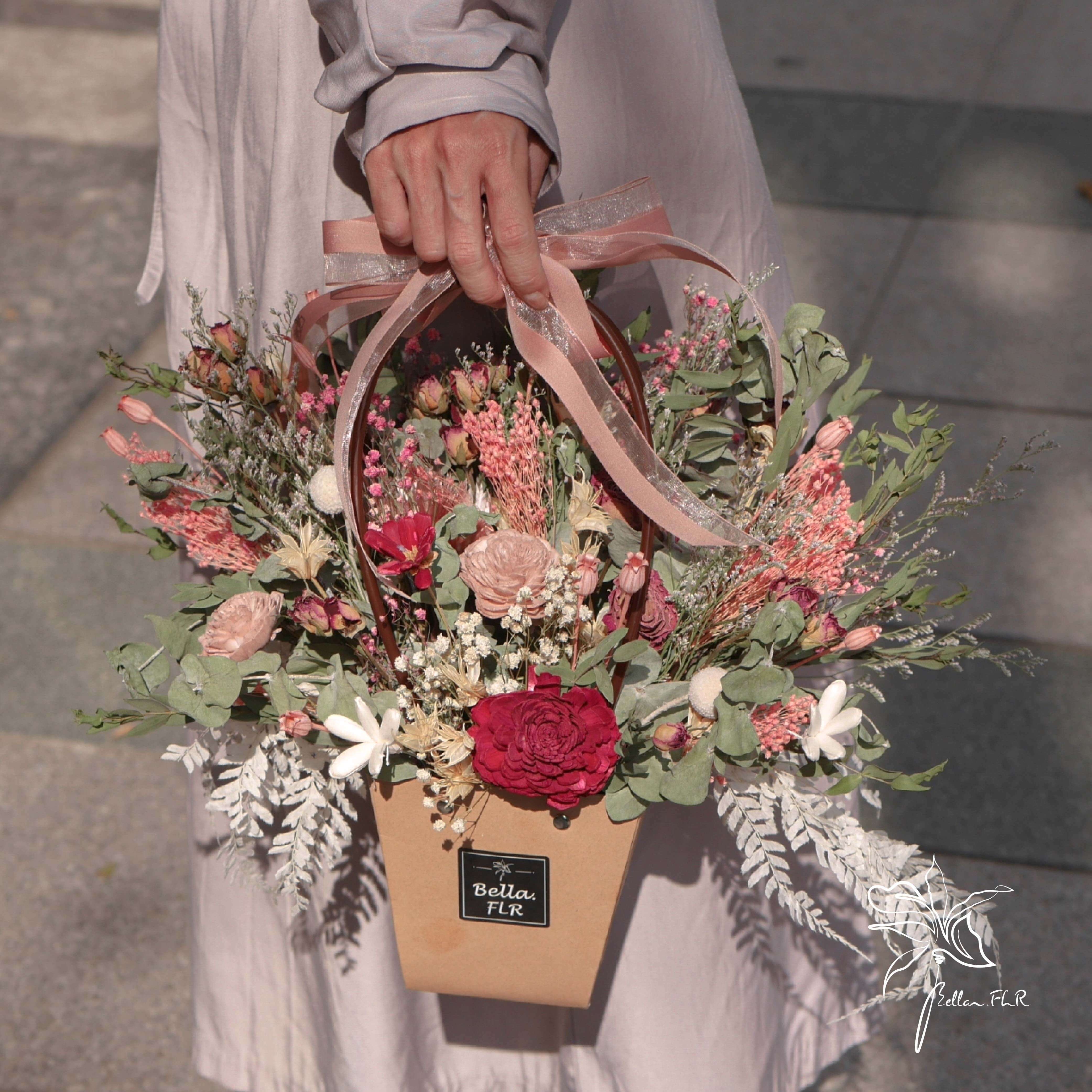 【送禮開張袋著我】手提乾燥花禮盒-梯形款