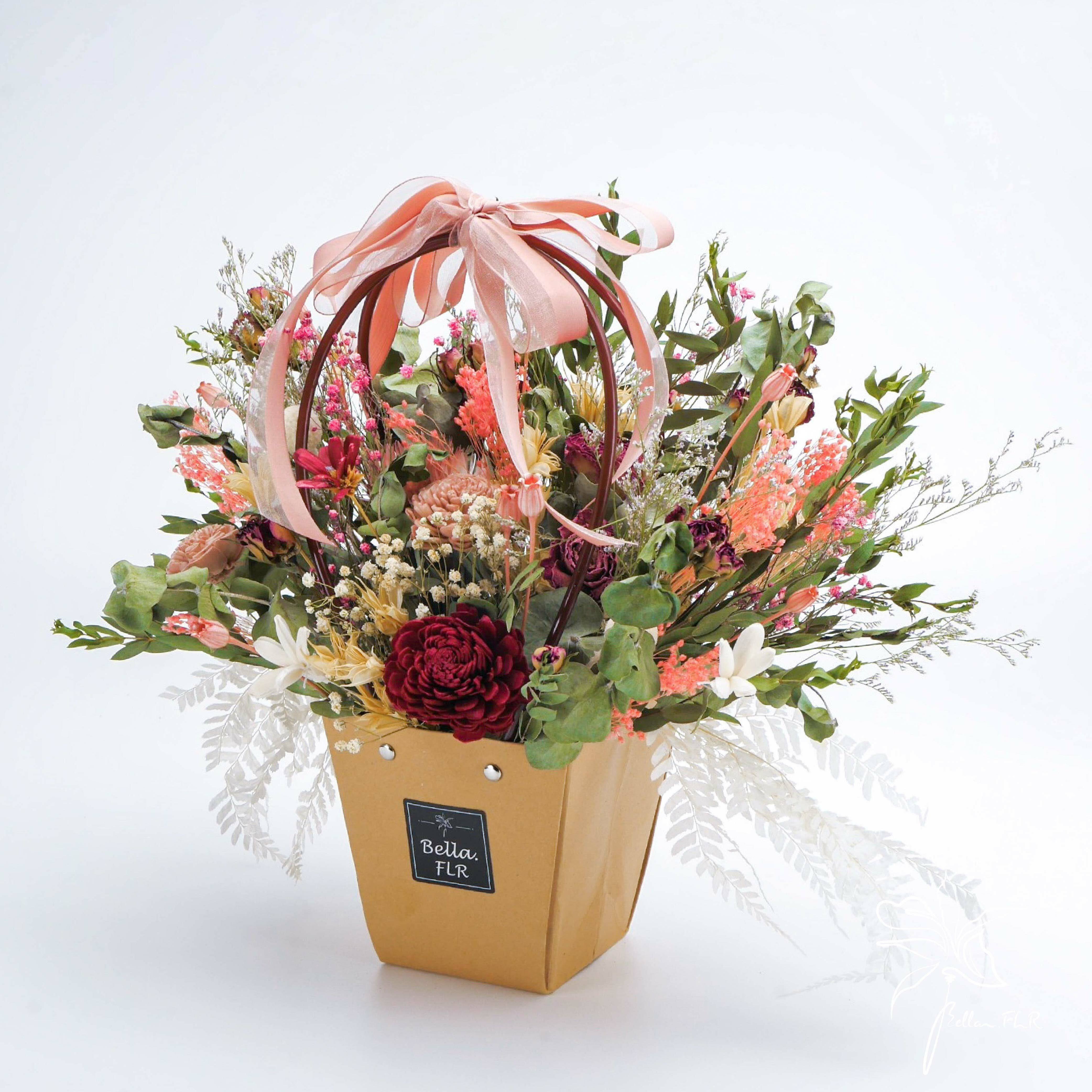 【送禮開張袋著我】手提乾燥花禮盒-梯形款