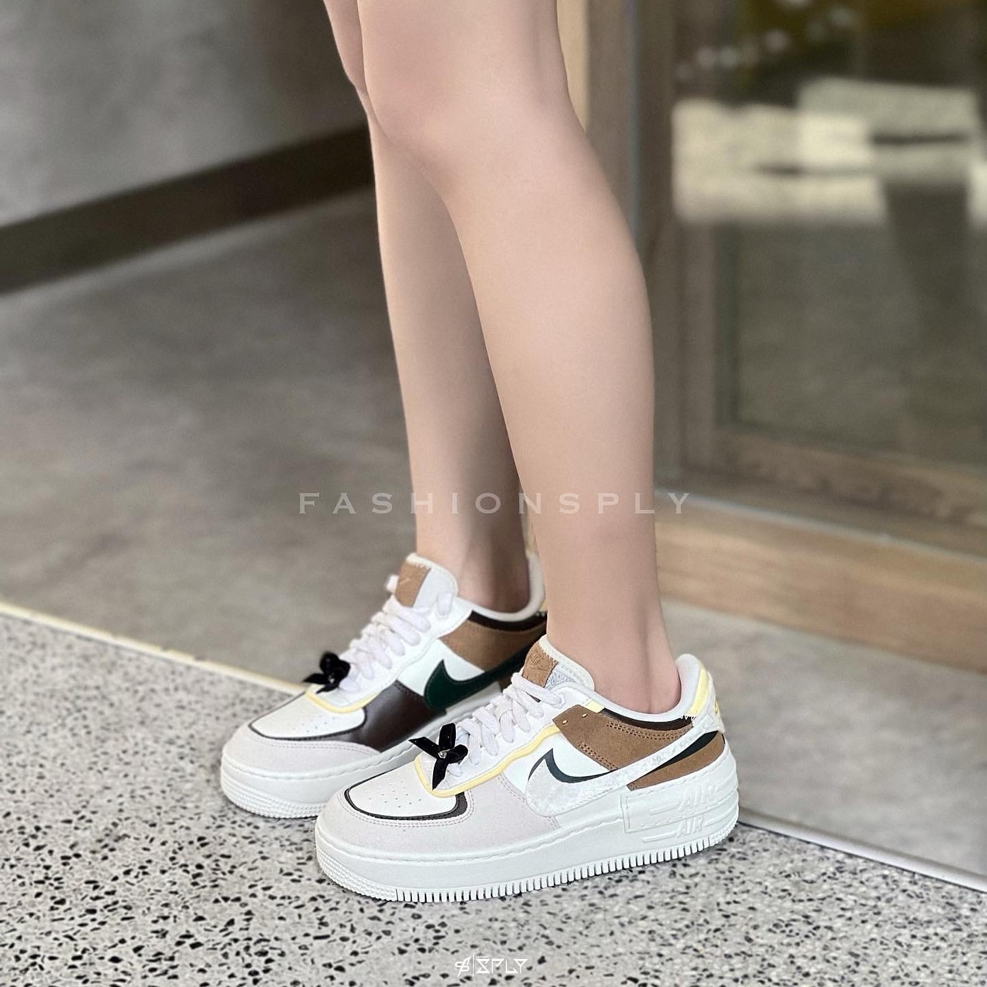 Nike Air Force 1 Shadow Black Bow 蝴蝶結 牛仔棕 FB1857-111